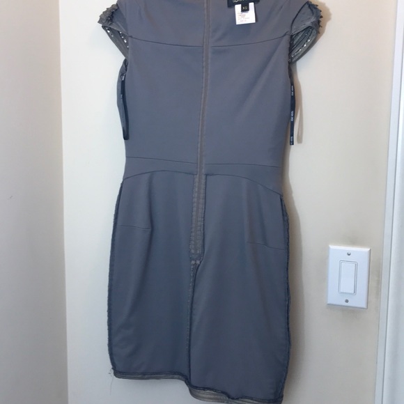 Tadashi Shoji Gold Pleated & Studded Fitted Dress - Picture 6 of 7